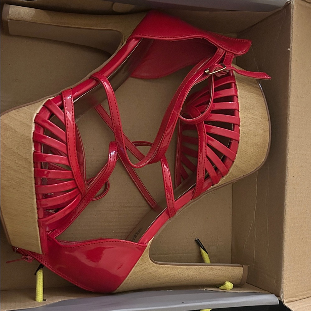 Charlotte Russe Red Strappy Wedges